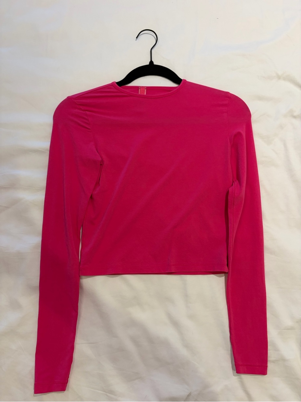 SKIMS Bright Pink Long Sleeve Crew Tee